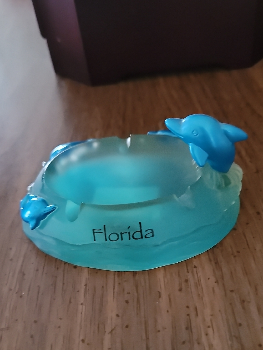 Florida Dolphin Glass Ashtray - Blue Aqua